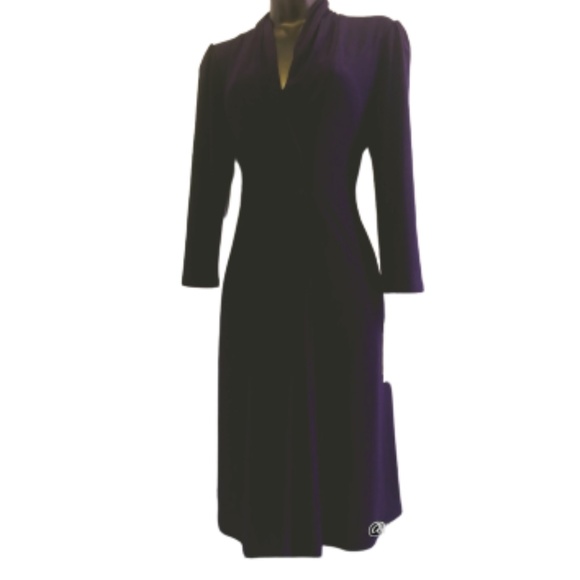 NWT! Tahari Navy Pleated Dress Size 4 - Picture 1 of 8